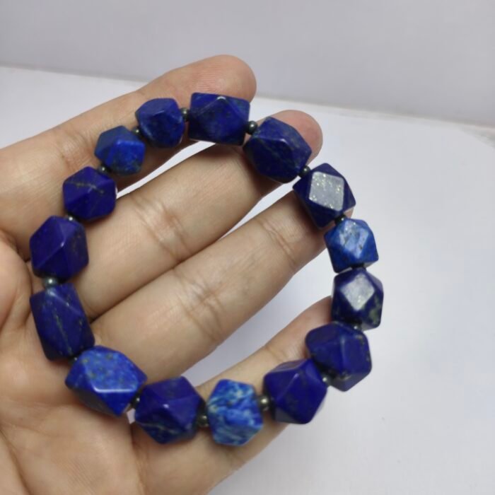 Natural Lapis Lazuli Bracelet 202ct Pyrite Beads Afghanistan Handmade - Image 6