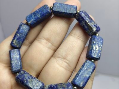 Natural Lapis Lazuli Bracelet 179ct Pyrite White Inclusion Afghanistan