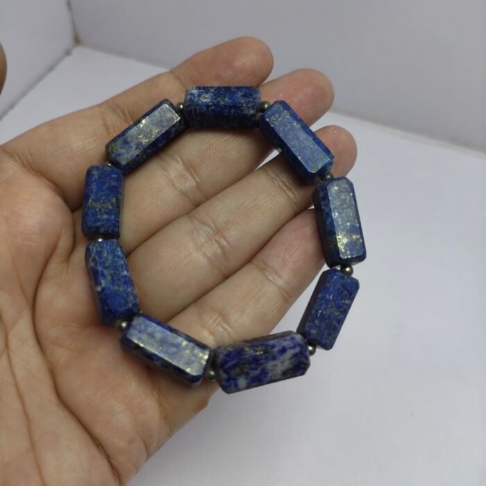 Natural Lapis Lazuli Bracelet 179ct Pyrite White Inclusion Afghanistan - Image 3