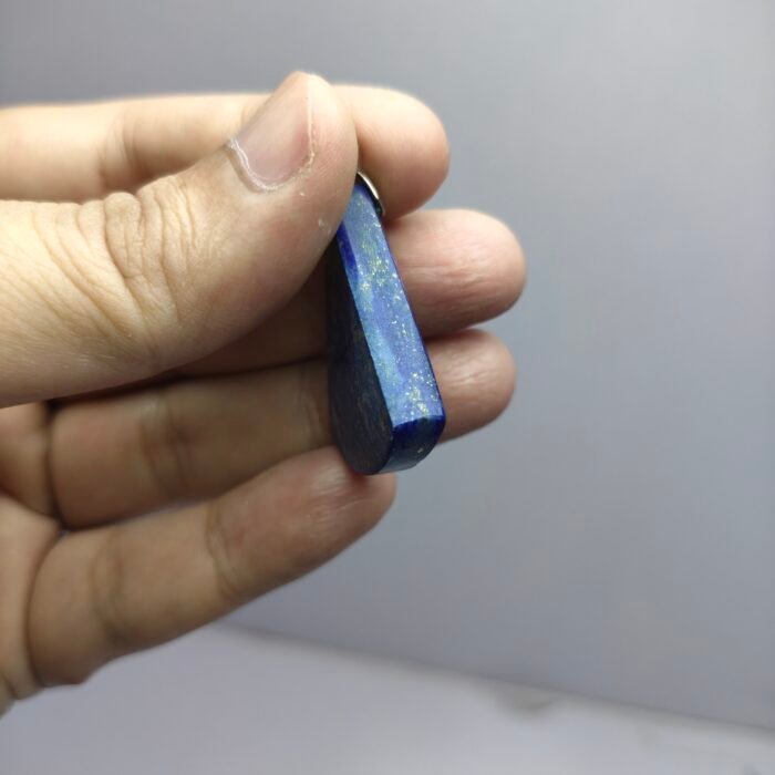 Natural Lapis Lazuli Fan Pendant 55ct Pyrite Afghanistan Stainless Hook - Image 3