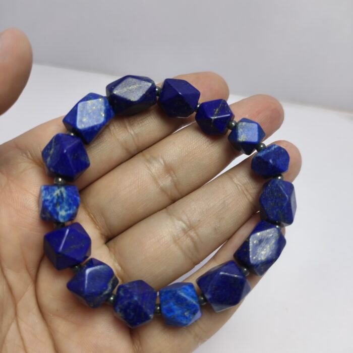 Natural Lapis Lazuli Bracelet 202ct Pyrite Beads Afghanistan Handmade - Image 3
