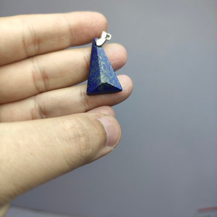 Natural Lapis Lazuli Triangle Pendant 20.70ct Pyrite Afghanistan Faceted - Image 7