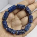 Natural Lapis Lazuli Bracelet 179ct Pyrite White Inclusion Afghanistan - Image 2