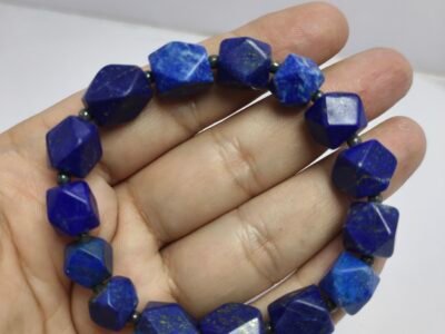 Natural Lapis Lazuli Bracelet 202ct Pyrite Beads Afghanistan Handmade