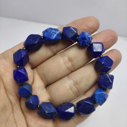 Natural Lapis Lazuli Bracelet 202ct Pyrite Beads Afghanistan Handmade