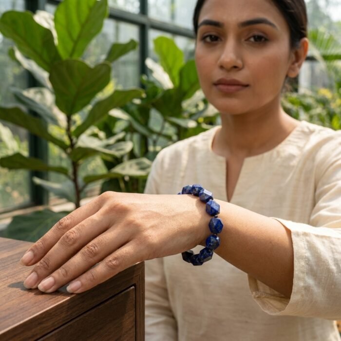 Natural Lapis Lazuli Bracelet 147ct Faceted Beads Afghanistan Pyrite - Image 3