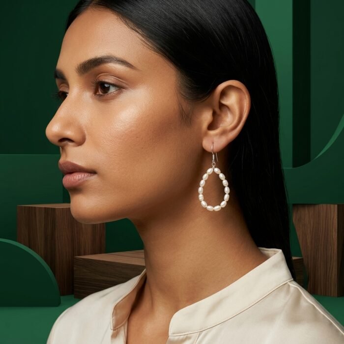 Natural Pearl Beads Earrings 29.5ct 925 Silver Handmade Drop Earrings - Image 2