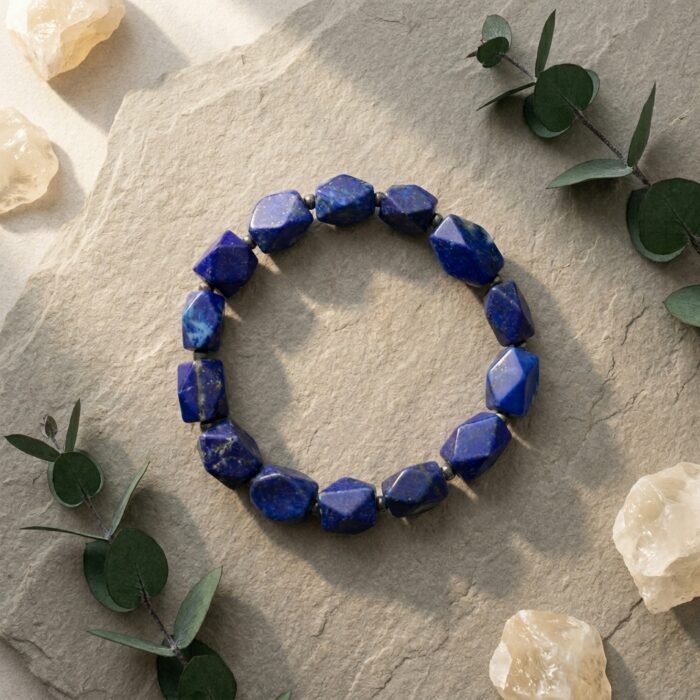 Natural Lapis Lazuli Bracelet 147ct Faceted Beads Afghanistan Pyrite - Image 2